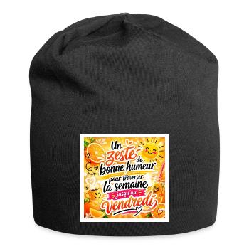 Un zeste de bonne humeur pour traverser la semaine - Bonnet en jersey - noir - Devant