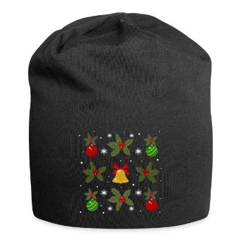 Winter motif of bells and baubles - Jersey Beanie - black - Front
