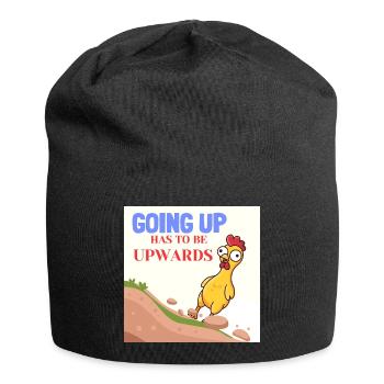 Funny Chicken Going Up Upwards Motivational Humour - Jersey Beanie - black - Front