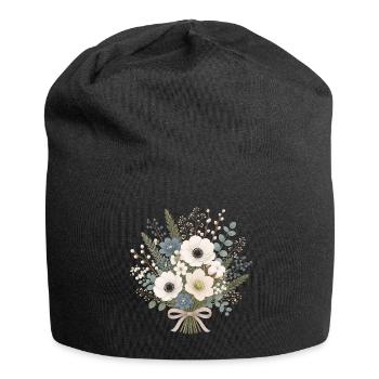 Winterstrauß in Weiß & Eisblau - Jersey Beanie - black - Front