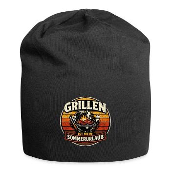 Grillen ist mein Sommerurlaub - Jersey-Beanie - Schwarz - Vorne