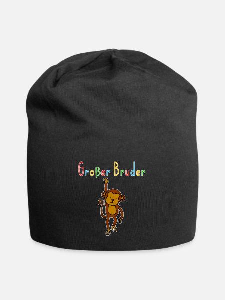 Großer Bruder Geschenk Kinder Affe niedliche Tiere - Jersey-Beanie - Schwarz