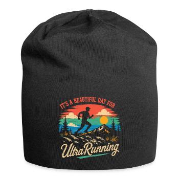 Es ist ein wunderschöner Tag zum Ultralaufen - Jersey-Beanie - Schwarz - Vorne