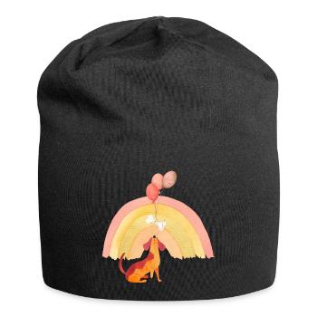 Cheerful dog with balloons - Jersey Beanie - black - Front