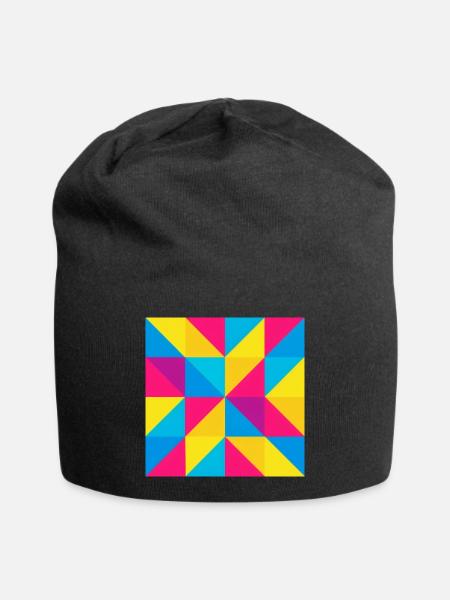 Lebendiges dreieckiges Mosaik - Jersey-Beanie - Schwarz