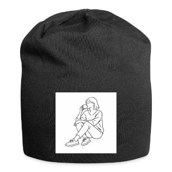 Kaffeezeit Linienstil - Jersey-Beanie - Schwarz - Vorne