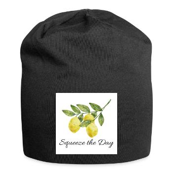 Design botanique citron Squeeze the Day - Bonnet en jersey - noir - Devant