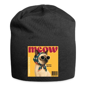 Meow Elegance Sunglass Cat - Jersey Beanie - black - Front