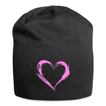 Herz - Jersey-Beanie - Schwarz - Vorne