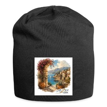 Designer Azzo Coastal Magic Flower Arch by the Sea - Jersey Beanie - black - Front