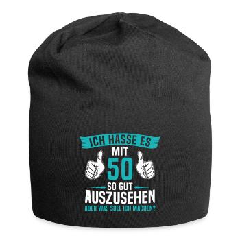 50 Jahre 50. Geburtstag Mann Frau 50 Jahre - Jersey-Beanie - Schwarz - Vorne
