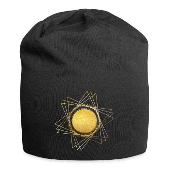 Golden Solar Circle Geometrics - Jersey Beanie - black - Front
