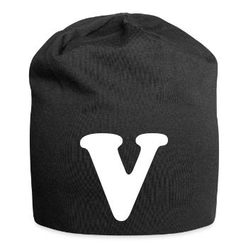 Large V Style Print | Letter V | V Logo - Jersey Beanie - black - Front