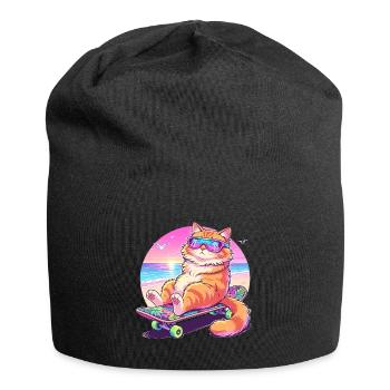 Cat Skateboard Sunglasses - Jersey Beanie - black - Front