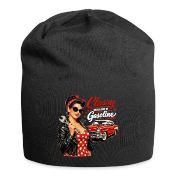 Pin-Up vintage : classe avec un peu d’essence - Bonnet en jersey - noir - Devant