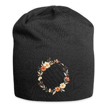 Boho Floral Wreath Personalizable - Jersey Beanie - black - Front