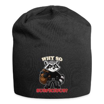 Pourquoi t-shirt si suspect Mascotte voleur-laveur drôle - Bonnet en jersey - noir - Devant