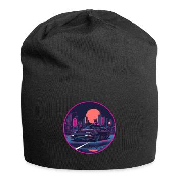 Retro 80s JDM Hatchback Neon Tokyo Emblem - Jersey Beanie - black - Front