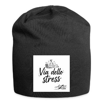 Via dello Stress: Stressabbau Humor - Jersey-Beanie - Schwarz - Vorne