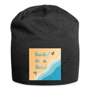 Plage pastel et vagues azur - Bonnet en jersey - noir - Devant
