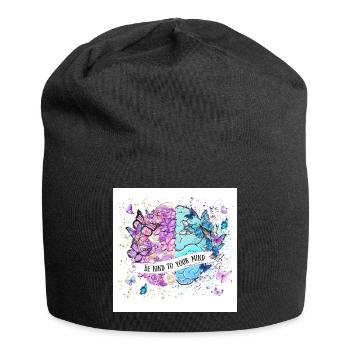 Be kind to your mind – Butterfly Heart - Jersey Beanie - black - Front