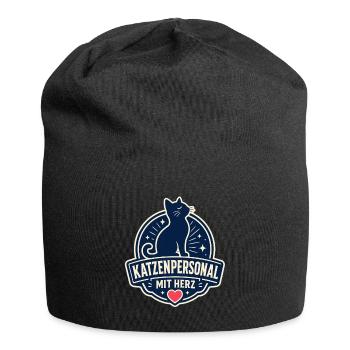 Katzenpersonal mit Herz - Jersey-Beanie - Schwarz - Vorne
