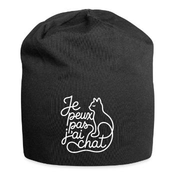 Je peux pas, j'ai chat - Bonnet en jersey - noir - Devant