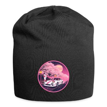 Retro 90er JDM Roadster Geisha Sakura Emblem - Jersey-Beanie - Schwarz - Vorne