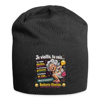 T-shirt Humour Vieillesse Je Vieillis Tu Sais Batt - Bonnet en jersey - noir - Devant