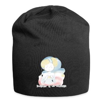 Häkeln ist meine Therapie - Jersey-Beanie - Schwarz - Vorne