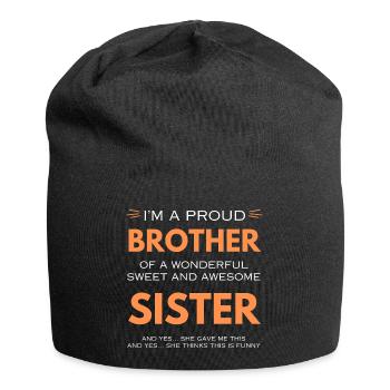 Ich bin ein stolzer Bruder einer Schwester Geschenk - Jersey-Beanie - Schwarz - Vorne
