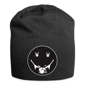 Rockige Schlagzeug Silhouette - Jersey-Beanie - Schwarz - Vorne