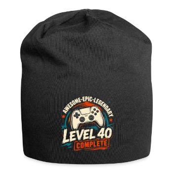 Level 40: Geschenk zum 40 abgeschlossen. Geburtstag - Jersey-Beanie - Schwarz - Vorne