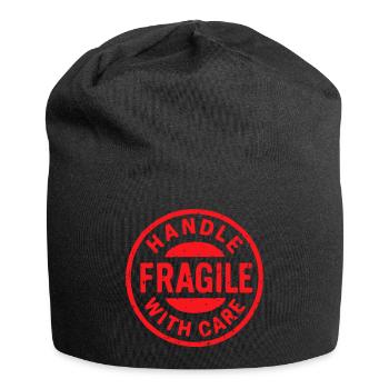 Fragile Handle with Care Versandetikett - Jersey-Beanie - Schwarz - Vorne