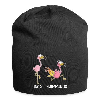 Ingo & Flammingo – Funny Flamingos - Jersey Beanie - black - Front