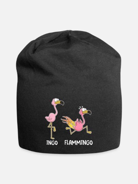 Ingo & Flammingo – Lustige Flamingos - Jersey-Beanie - Schwarz