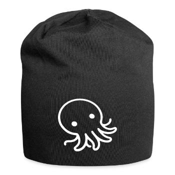 Liegender Oktopus One Line Meeresmotiv - Jersey-Beanie - Schwarz - Vorne