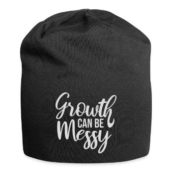Growth Can Be Messy Personal Growth Quote Logo - Jersey Beanie - black - Front