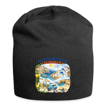 Mittelmeer-Sommer-Mosaik - Jersey-Beanie - Schwarz - Vorne