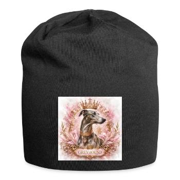 Royal Greyhound Portrait with Crown - Jersey Beanie - black - Front