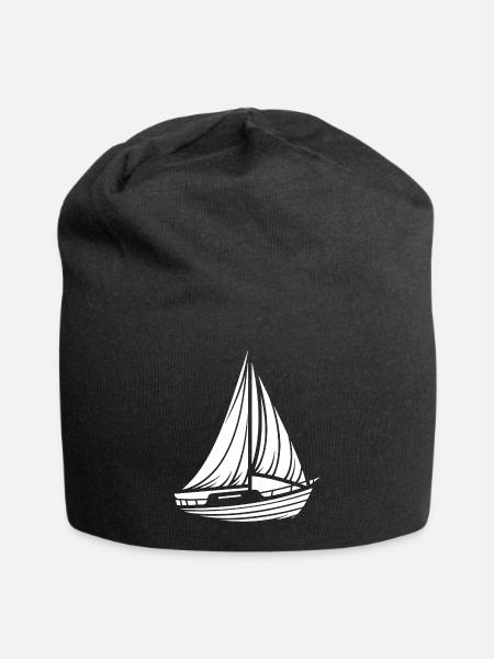 Abstraktes Segelboot Minimalistisches Design - Jersey-Beanie - Schwarz