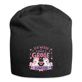 Ich werde eine Große Schwester – Einhorn Duo - Jersey-Beanie - Schwarz - Vorne