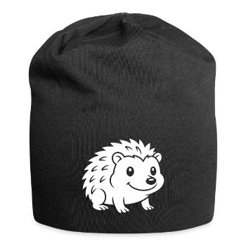 Hedgehog Silhouette Autumn Animal Motif - Jersey Beanie - black - Front