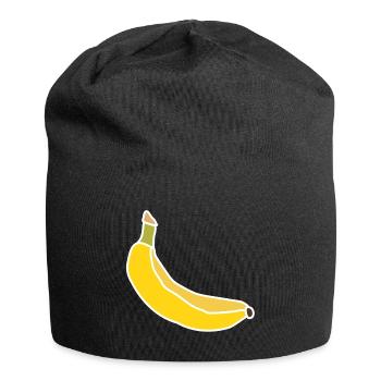 Yellow Banana – Minimalist Fruity Illustration - Jersey Beanie - black - Front