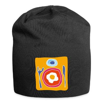 Colorful Fried Egg – Pop Illustration - Jersey Beanie - black - Front