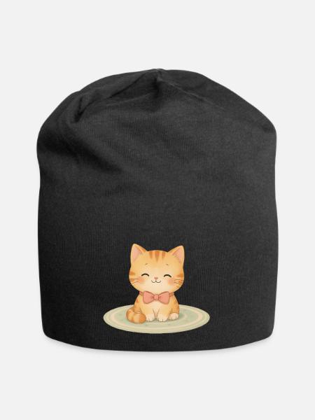 Katze - Jersey-Beanie - Schwarz
