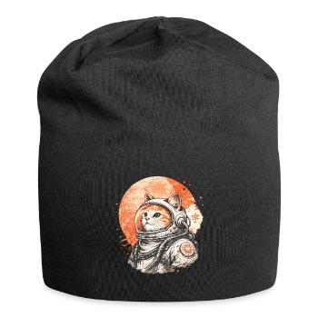 Astronauts Cat in Space – Japanese Retro - Jersey Beanie - black - Front