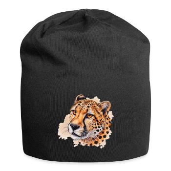 Watercolor look cheetah head - Jersey Beanie - black - Front