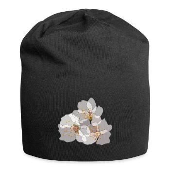Cherry Blossoms | Zen Floral Illustration - Jersey Beanie - black - Front