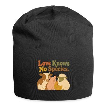 Love Knows No Species Vegan Animal Rights Retro - Jersey Beanie - black - Front